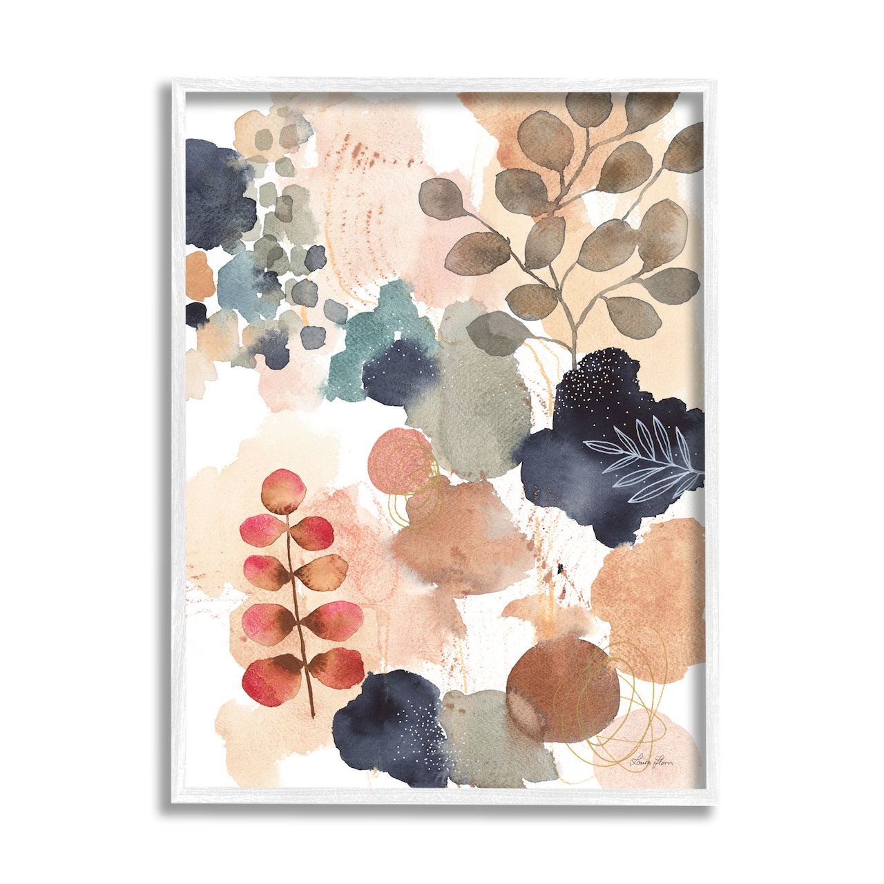 Stupell Industries Abstract Botanical Shape Collage Modern Boho Painting Framed Wall Art